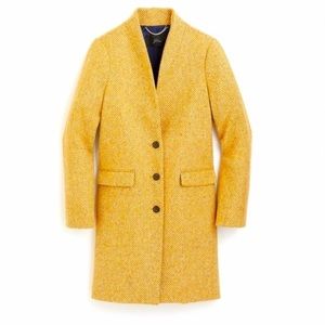 J. Crew Gold Yellow Marled Wool Herringbone Winter Topcoat Coat 00 XXS